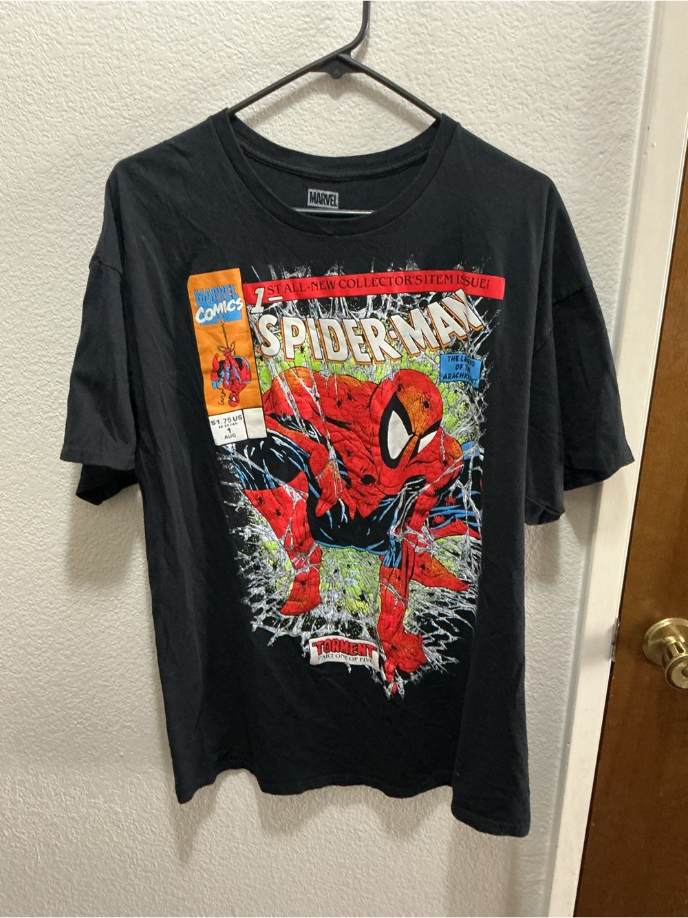Men's Marvel Spider-man Graphic T-Shirt Size XL Black Short Sleeve Crew #0059